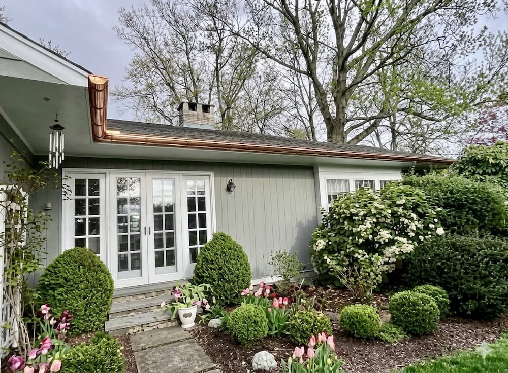 Copper Half Round Gutter And Oversized Round Downspout Westport CT